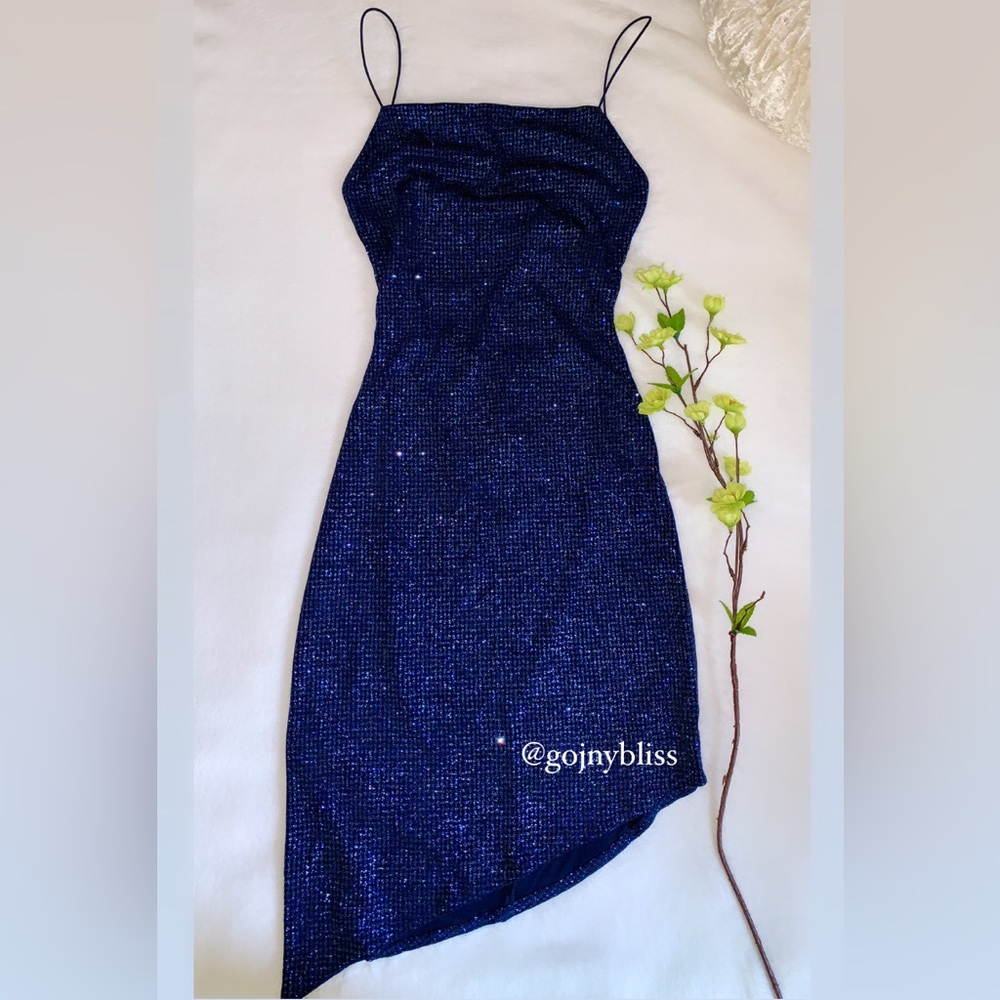 City Triangle • Dazzling & Sparkling Blue Backless Dress Womens Small
